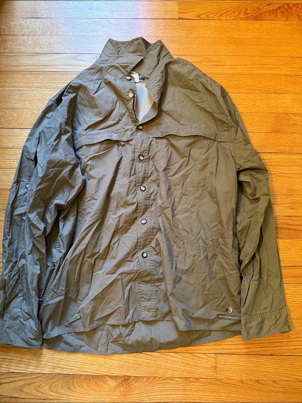 Lightweight Olive Shirt with Snap Front